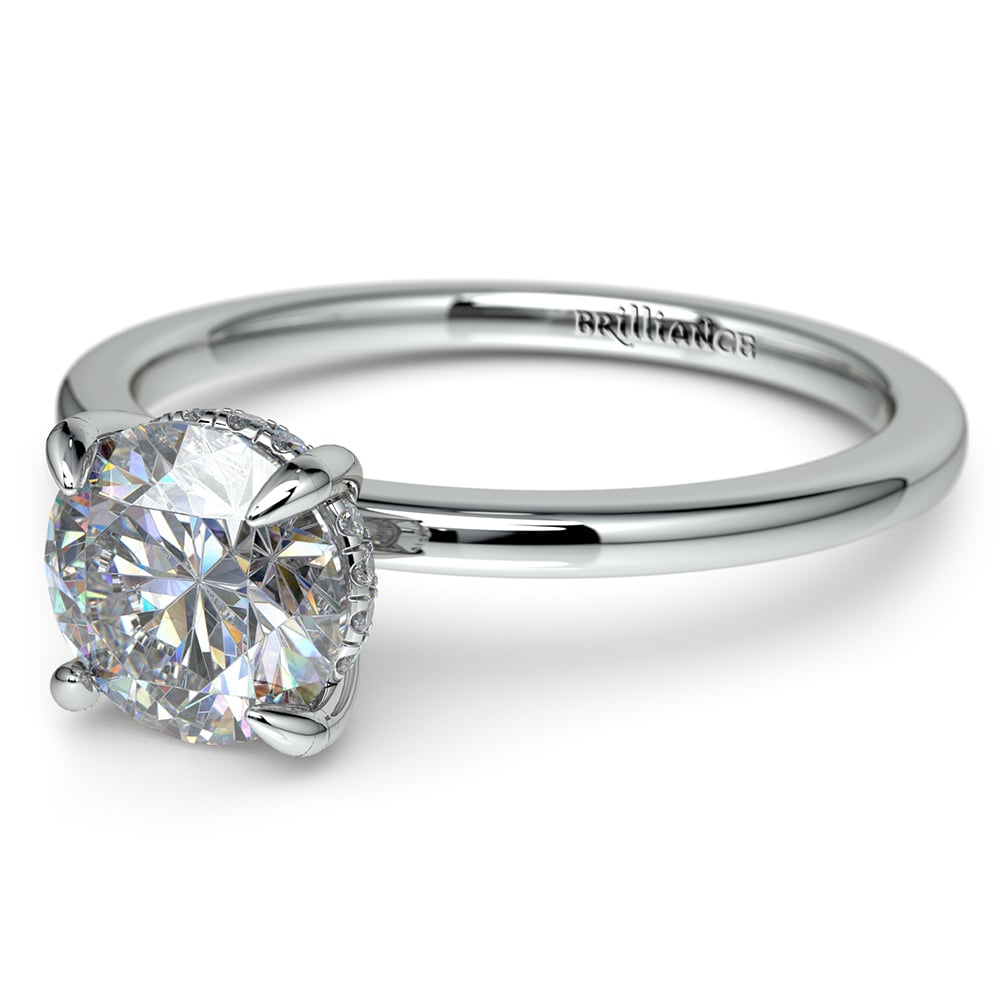 Hidden Diamond Halo Engagement Ring in White Gold | 04