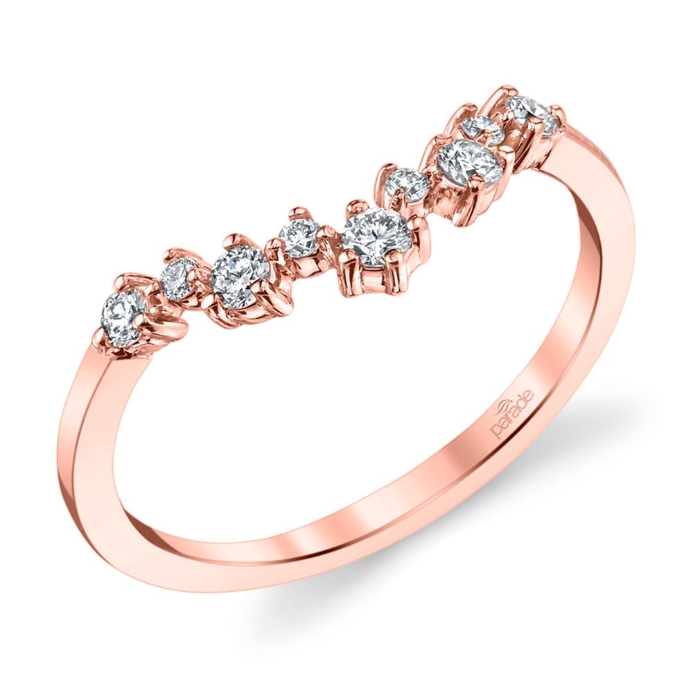 Rose Gold Chevron Wedding Band With Diamonds By Parade | 01