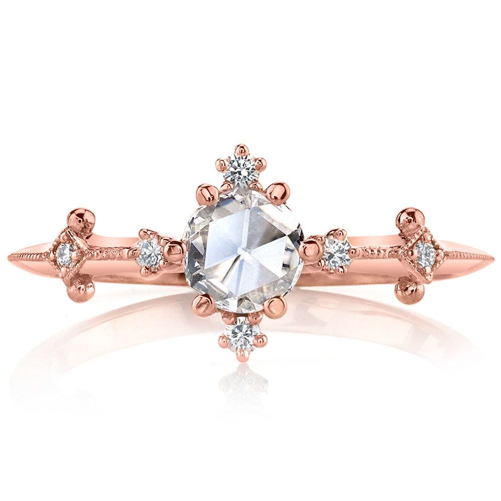 Rose Cut Diamond Engagement Ring In Rose Gold | 02
