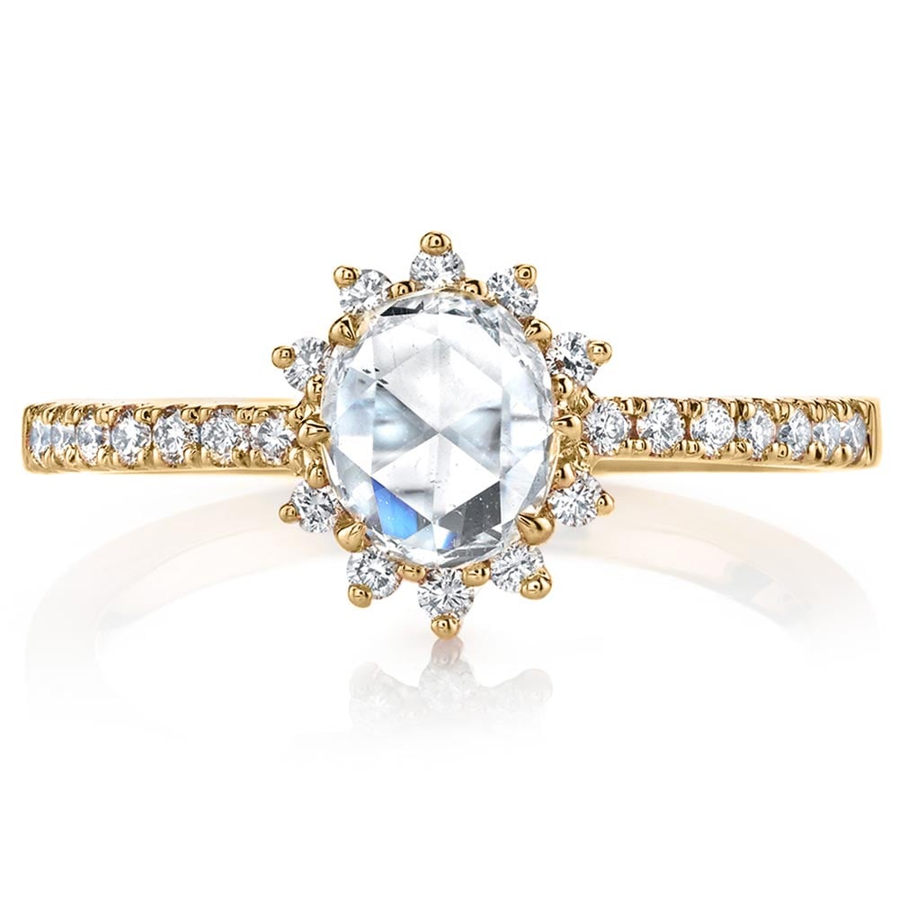 Sunburst Halo Engagement Ring In Yellow Gold By Parade | 02