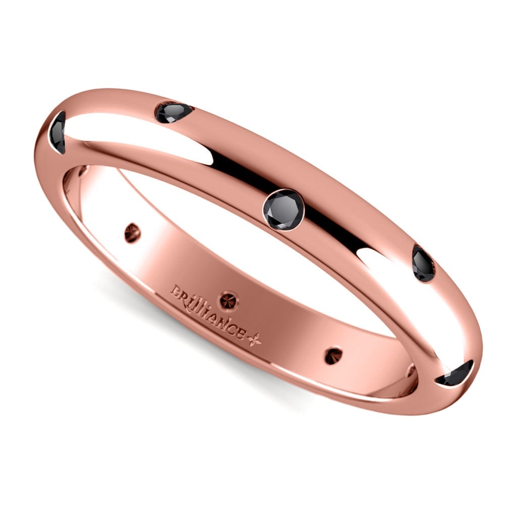 Inset Black Diamond Band in Rose Gold (3 mm) | 01