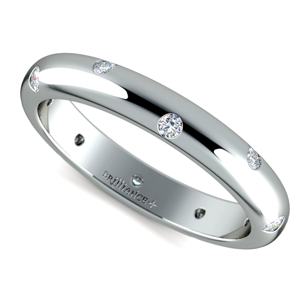 Inset Diamond Wedding Ring in Platinum (3mm) | 01
