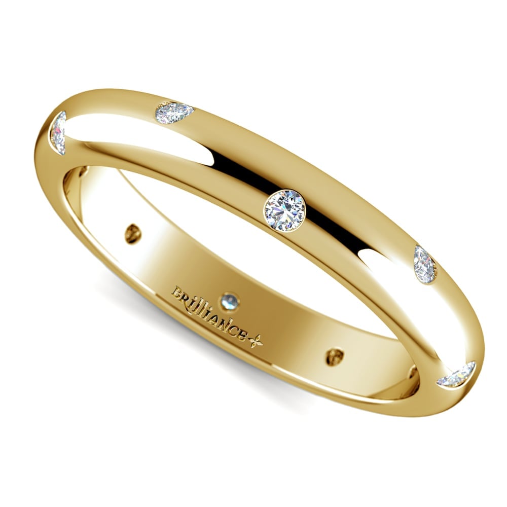 Inset Diamond Wedding Ring in Yellow Gold (3mm) | 01