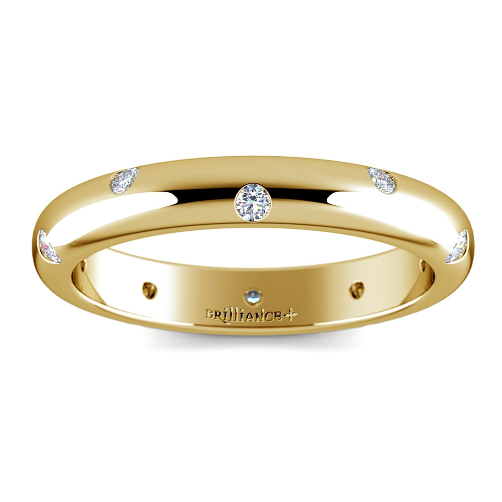 Inset Diamond Wedding Ring in Yellow Gold (3mm) | 02