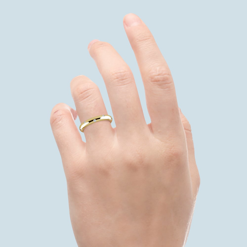 Inset Diamond Wedding Ring in Yellow Gold (3mm) | 06