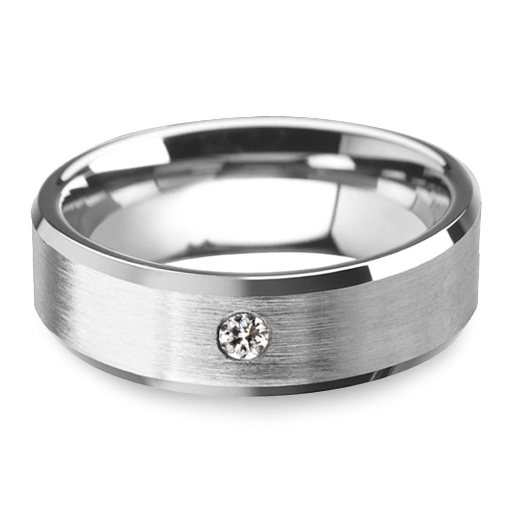Tungsten And Diamond Mens Engagement Ring | 01