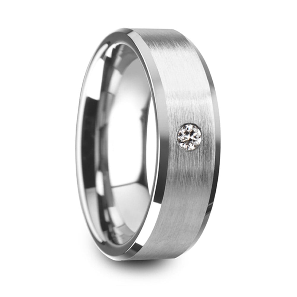 Tungsten And Diamond Mens Engagement Ring | 02