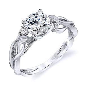 Intricate Diamond Leaf Engagement Ring In White Gold By Parade