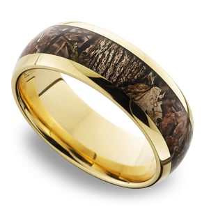 King's Woodland Inlay Men's Wedding Ring in 14K Yellow Gold (8mm)