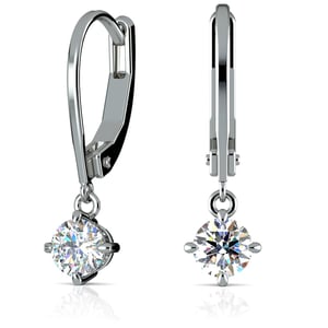 Leverback Diamond Earrings In White Gold With Dangle Settings 
