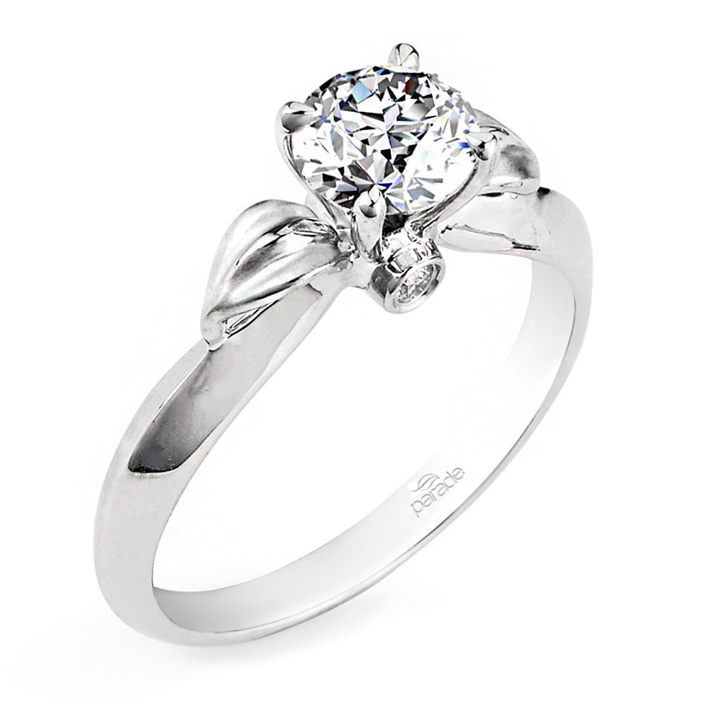 Rose Bud Engagement Ring In White Gold  | 01