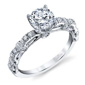 Lyria Signature Crown Engagement Ring In White Gold