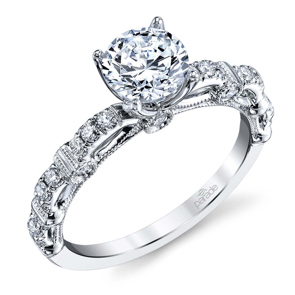 Lyria Signature Crown Engagement Ring In White Gold | 01