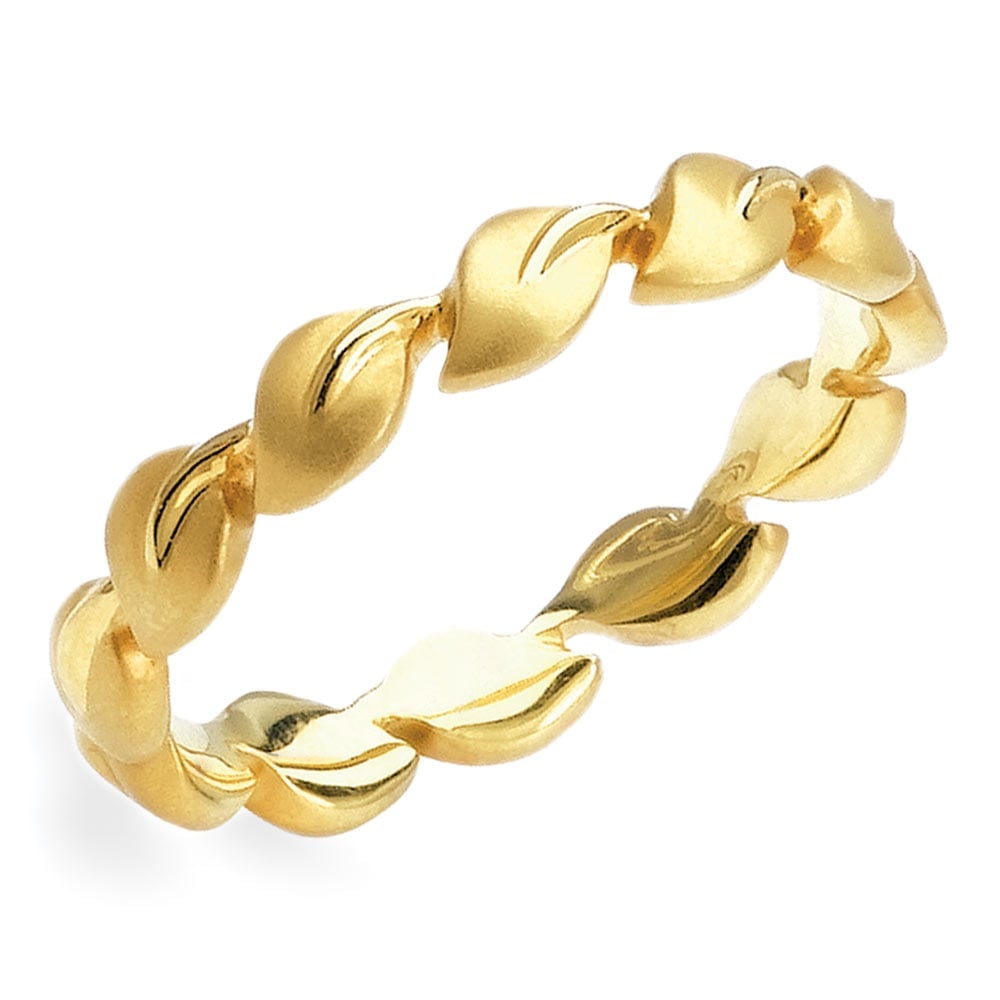 Gold Lyria Leaves Wedding Band By Parade | 01