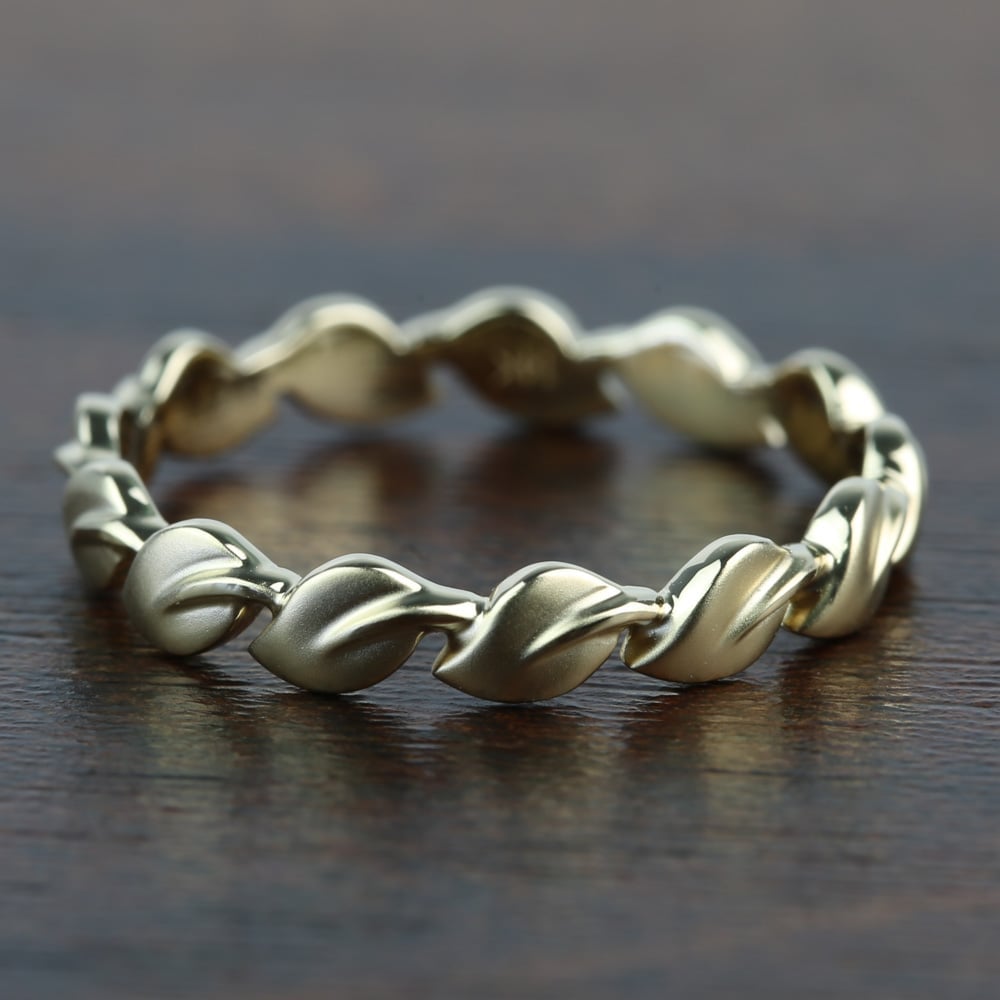 Gold Lyria Leaves Wedding Band By Parade | 02