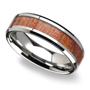 Mahogany Wood Mens Wedding Ring In Tungsten - The Low Tide (6mm)