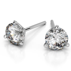 Martini Three Prong Earring Settings in White Gold