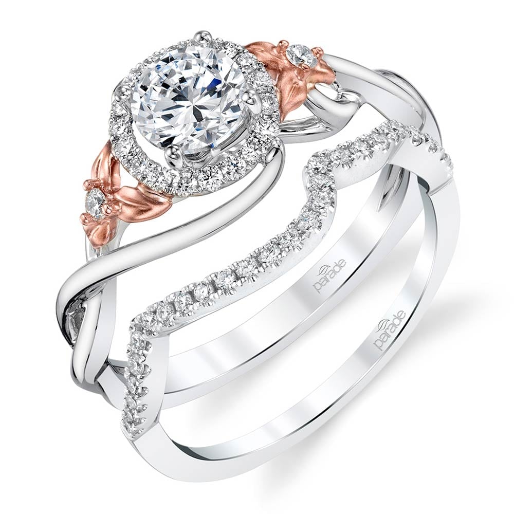 Matching Floral Vine Wedding Ring In White And Rose Gold | 02