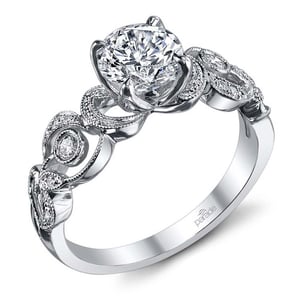 Scroll Engagement Ring In White Gold By Parade