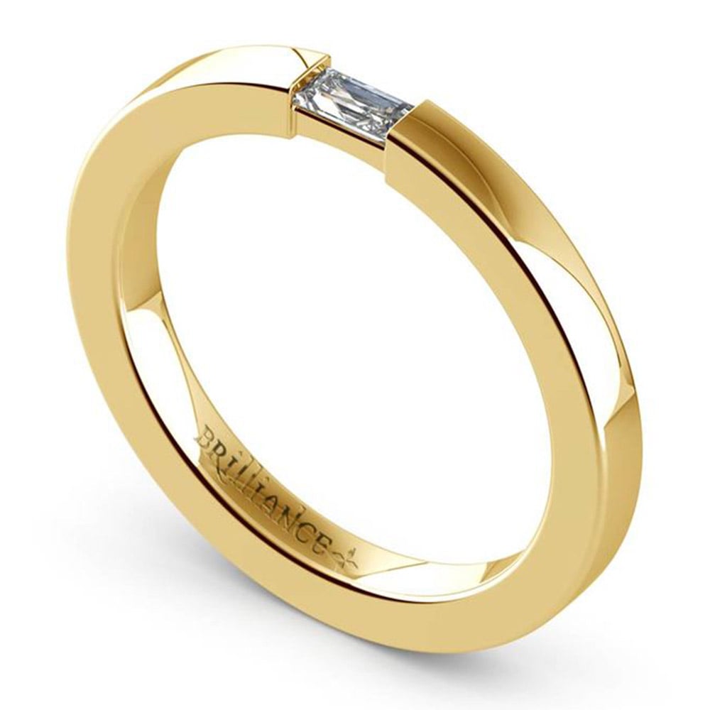 Mens Gold Engagement Ring With Baguette Diamond | 02
