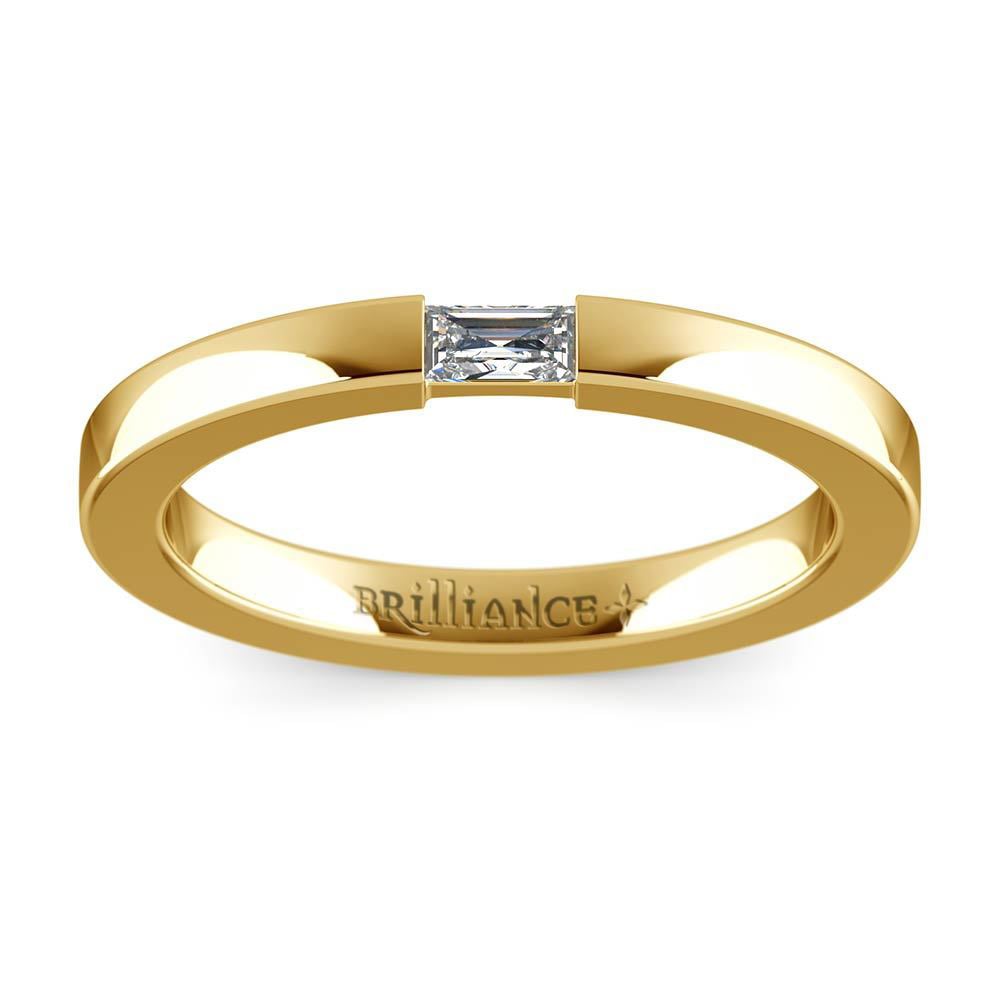 Mens Gold Engagement Ring With Baguette Diamond | 03