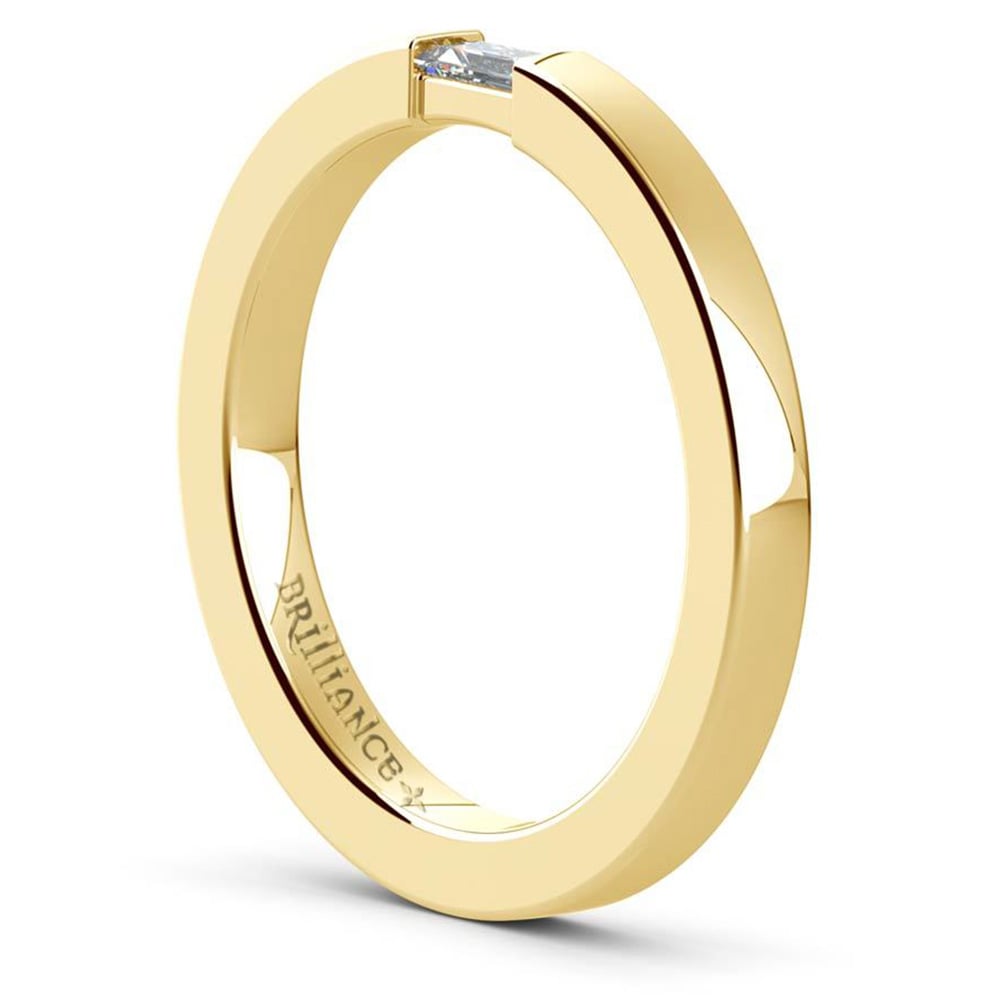 Mens Gold Engagement Ring With Baguette Diamond | 04