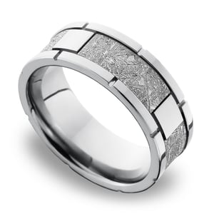 Cobalt Chrome Mens Ring With Meteorite Inlay - Space Walk