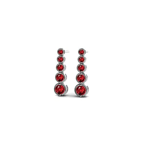 Ruby Drop Earrings In 14K White Gold (Milgrain Detail)