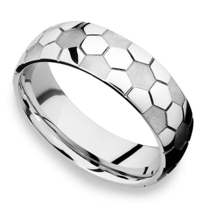 Soccer Wedding Band - Cobalt Mens Ring - The Striker (6mm)
