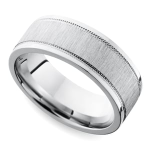 Mixed Finish Step Edge Milgrain Men's Wedding Ring in Cobalt (6mm)