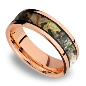 MossyOak Obsession Inlay Men's Wedding Ring in 14K Rose Gold (7.5mm)