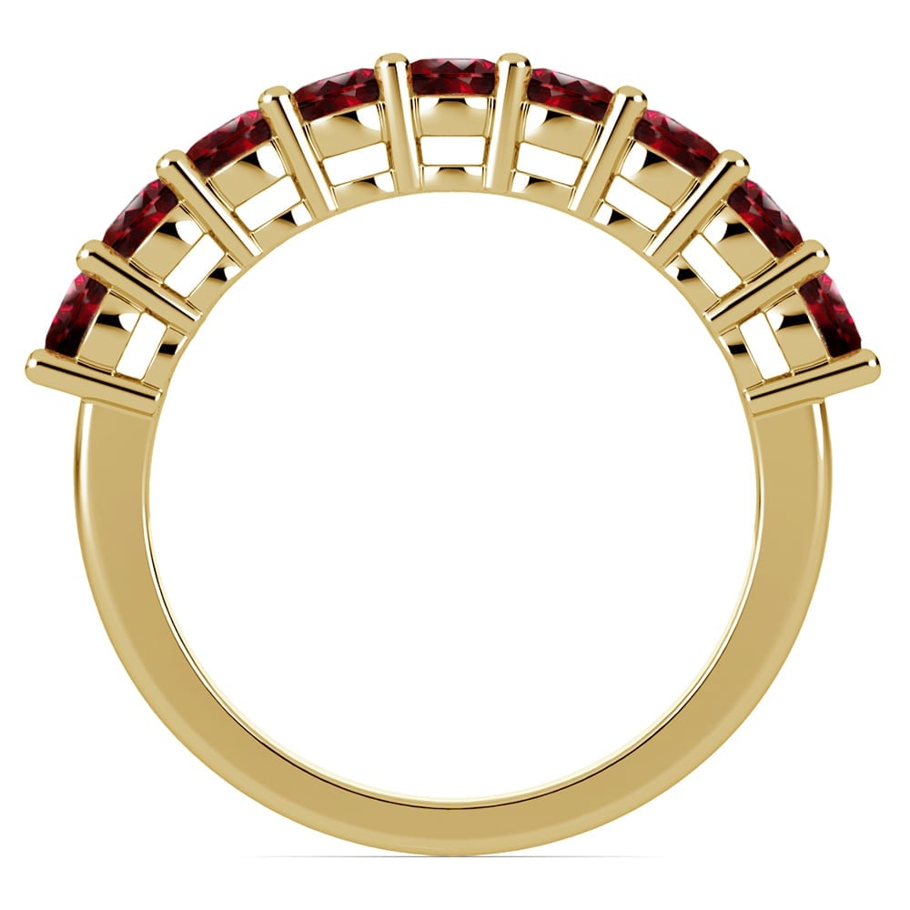Yellow Gold Nine Ruby Stone Ring (14K or 18K Gold) | 03