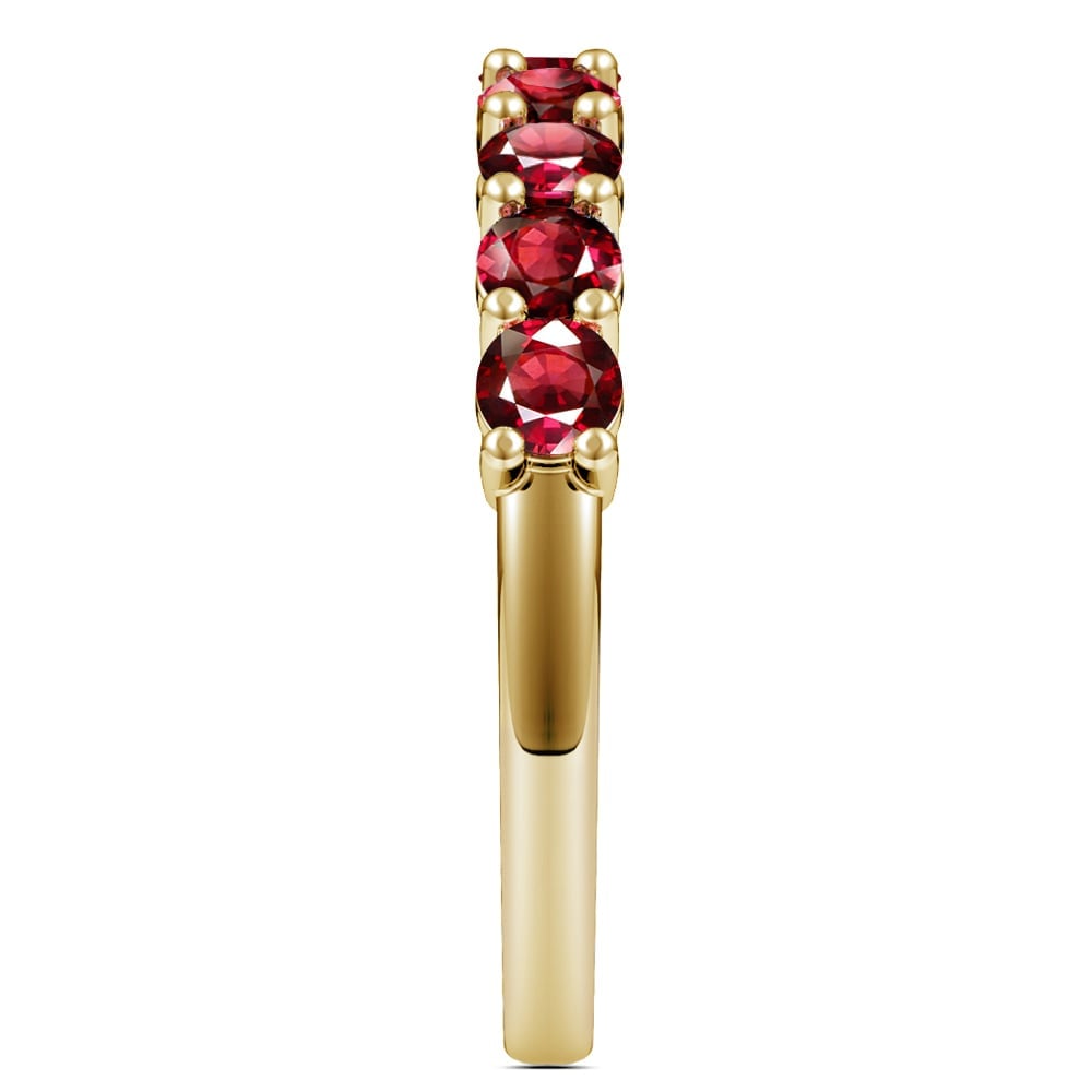 Yellow Gold Nine Ruby Stone Ring (14K or 18K Gold) | 05