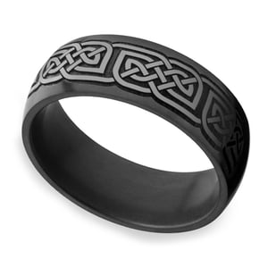 Nyx - Mens Celtic Design Wedding Band In Polished Black Elysium (8mm)