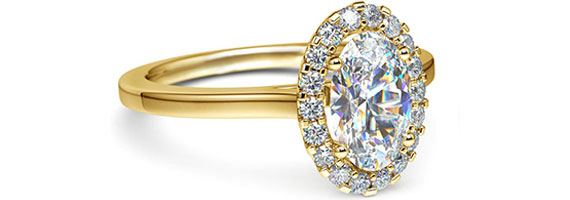 Oval Halo Yellow Gold Moissanite Engagement Ring