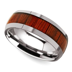 Vermillion - Domed Tungsten Mens Band in Padauk Wood Inlay (8mm)
