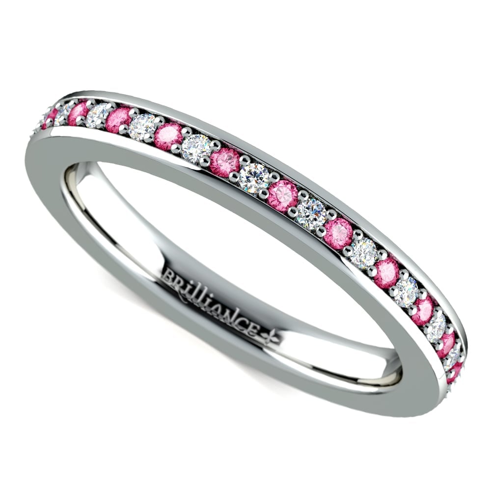 Pink Sapphire And Diamond Eternity Ring In Platinum | Thumbnail 01
