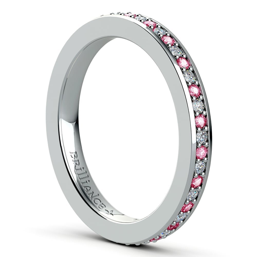Pink Sapphire And Diamond Eternity Ring In Platinum | Thumbnail 04