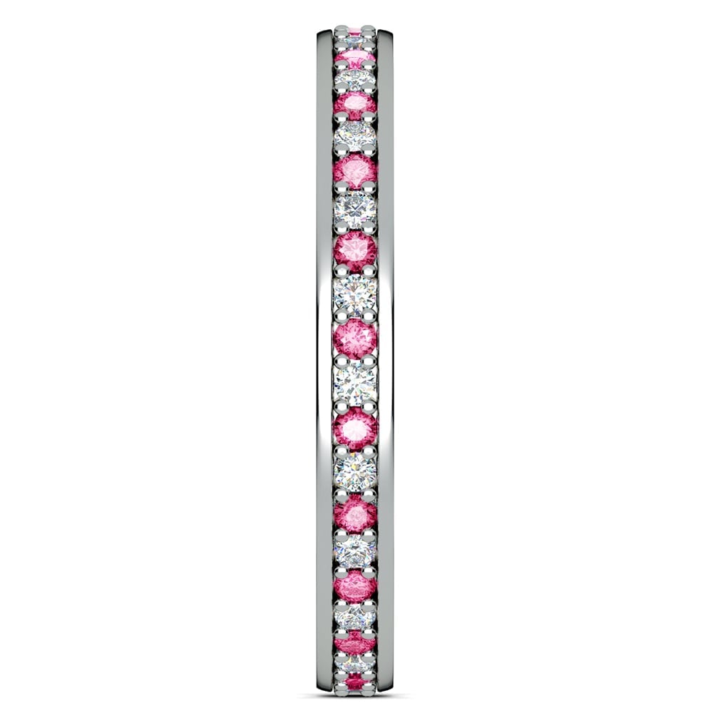 Pink Sapphire And Diamond Eternity Ring In White Gold | Thumbnail 05