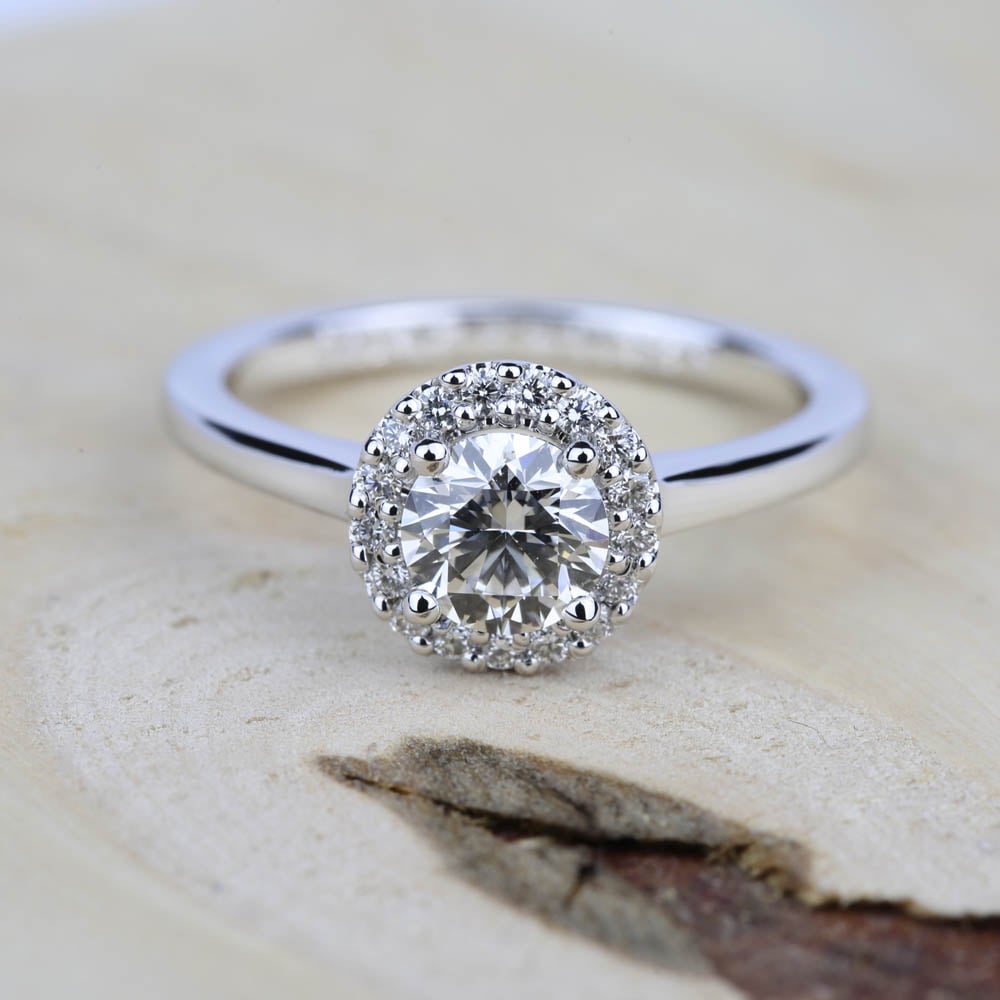 Pave Halo Diamond Engagement Ring in White Gold | 05