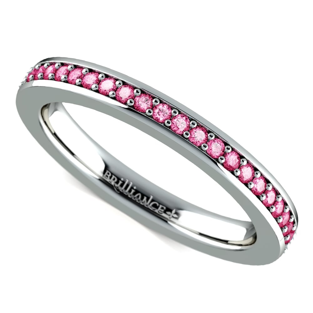 Pave Pink Sapphire Eternity Band In White Gold | 01