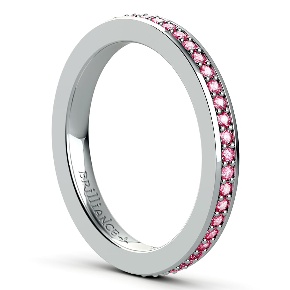 Pave Pink Sapphire Eternity Band In White Gold | 04