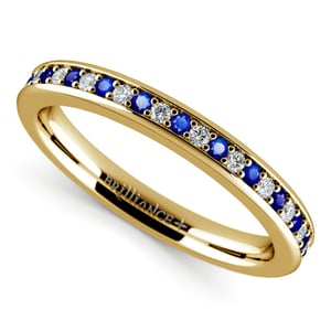 Pave Diamond And Sapphire Ring In Yellow Gold (14k or 18k)