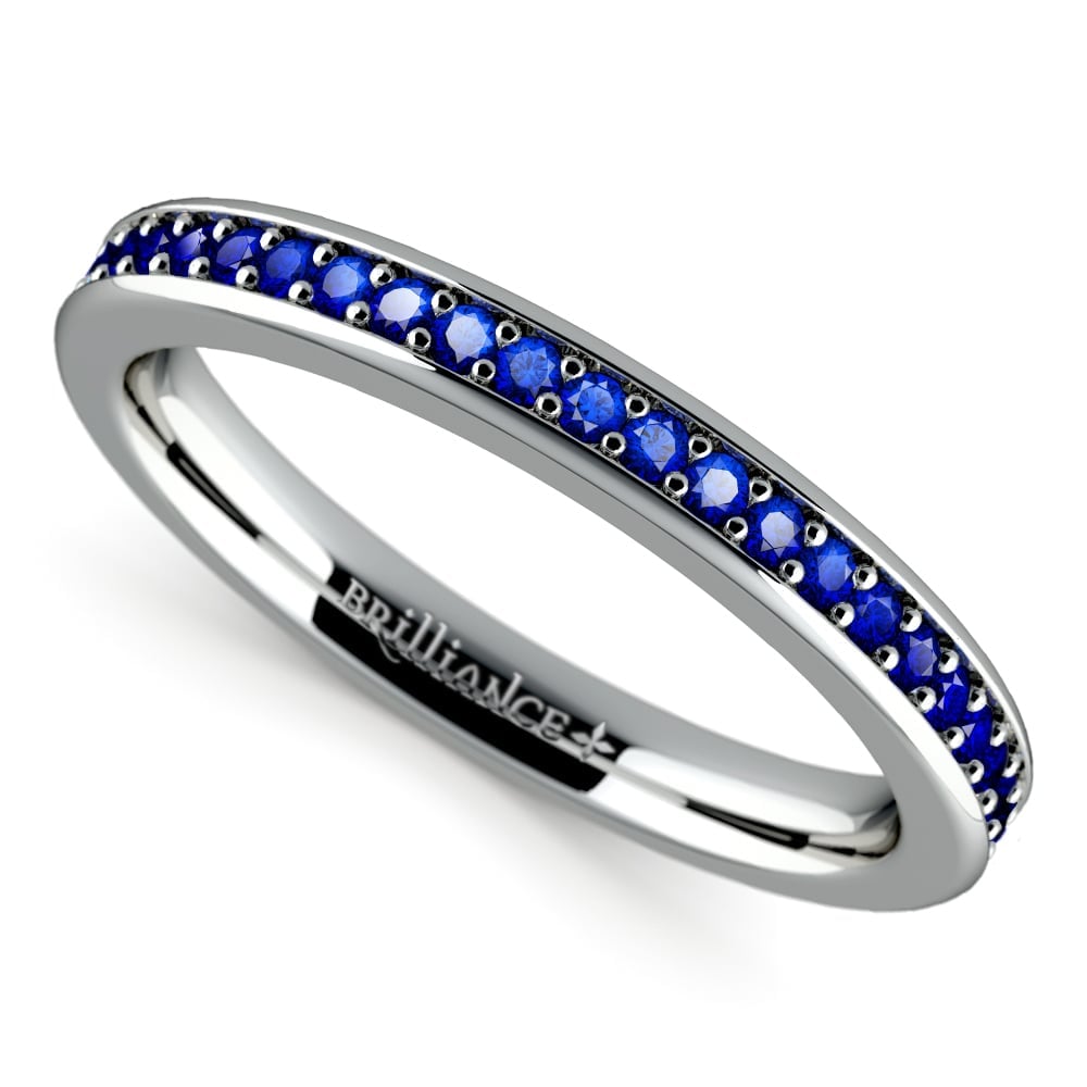 Sapphire Pave Ring In White Gold (14K or 18K) | 01
