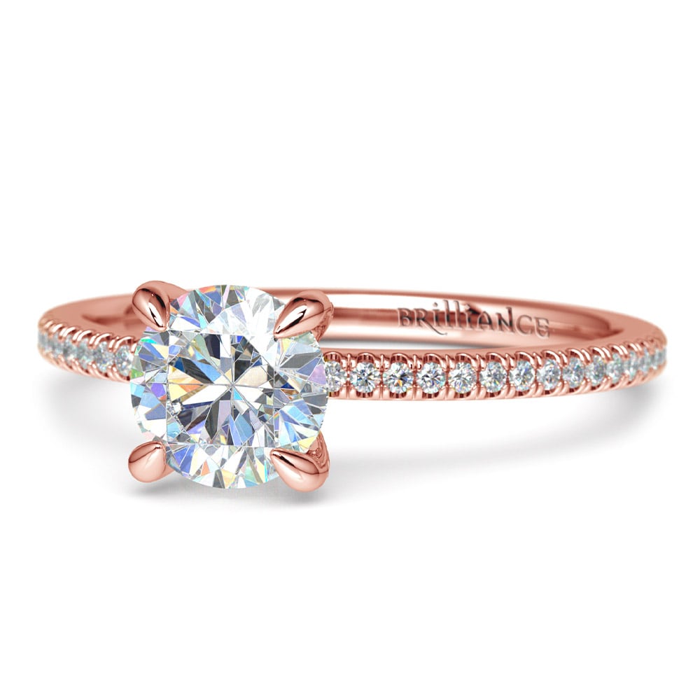 Petite Engagement Ring With Diamond Prongs In Rose Gold | 04