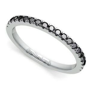 Petite Pave Ring With Black Diamonds In White Gold (1/4 Ctw)