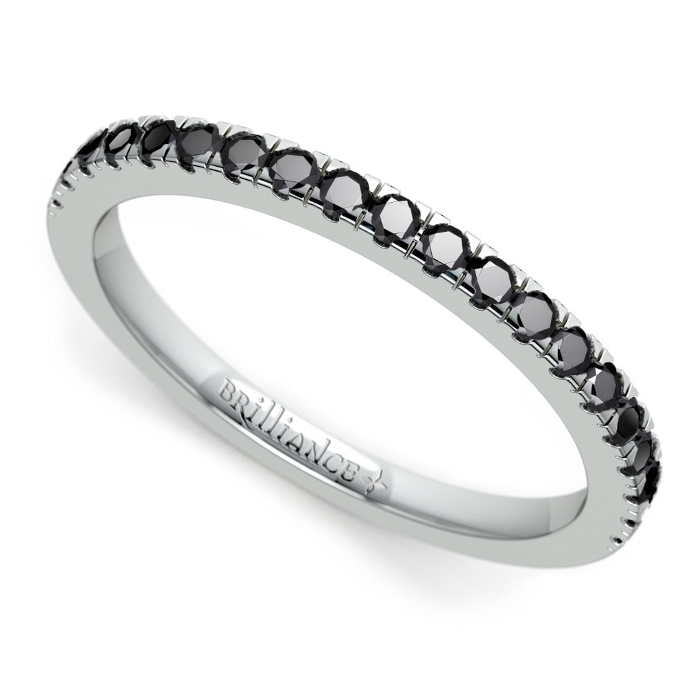 Petite Pave Ring With Black Diamonds In White Gold (1/4 Ctw) | 01