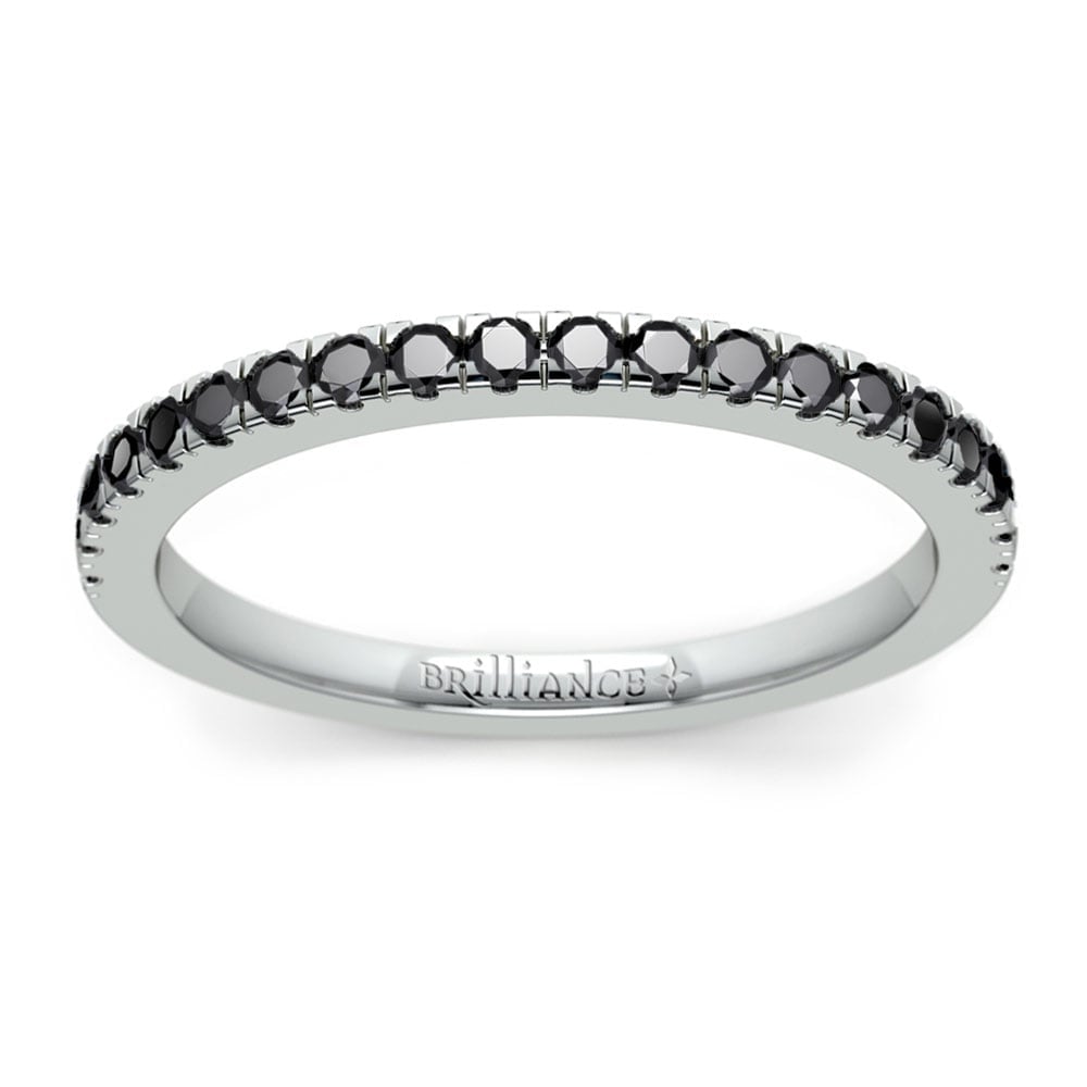Petite Pave Ring With Black Diamonds In White Gold (1/4 Ctw) | 02