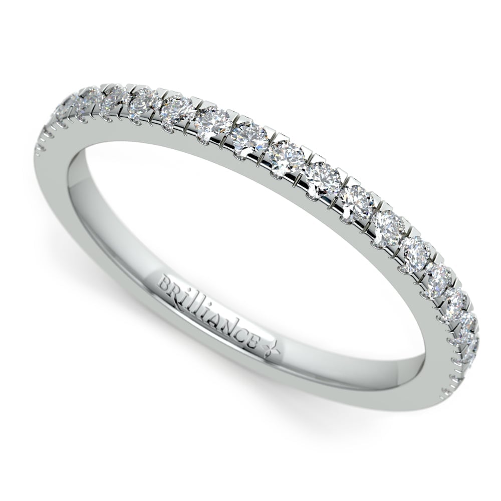 Petite Pave Diamond Wedding Ring in White Gold (1/4 ctw) | Zoom