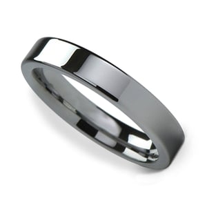 Mens 4mm Tungsten Wedding Band - Flat Edged Tungsten Carbide